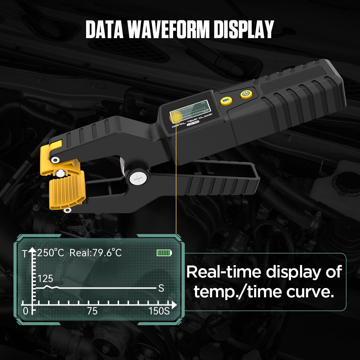 LM55 Digitales HVAC-Thermometer Mit Temperaturklemme – Messbereich -50 Bis 260 °C, Farbdisplay & Wellenformanzeige – Ideal Für Kälte- Und Klimatechnik