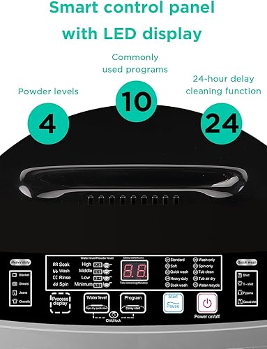 Miniatura 2 de Lavadora de 17.7 libras con bomba de drenaje, lavadora automática completa con 10 programas de lavado, 8 niveles de agua para el hogar, apartamento,