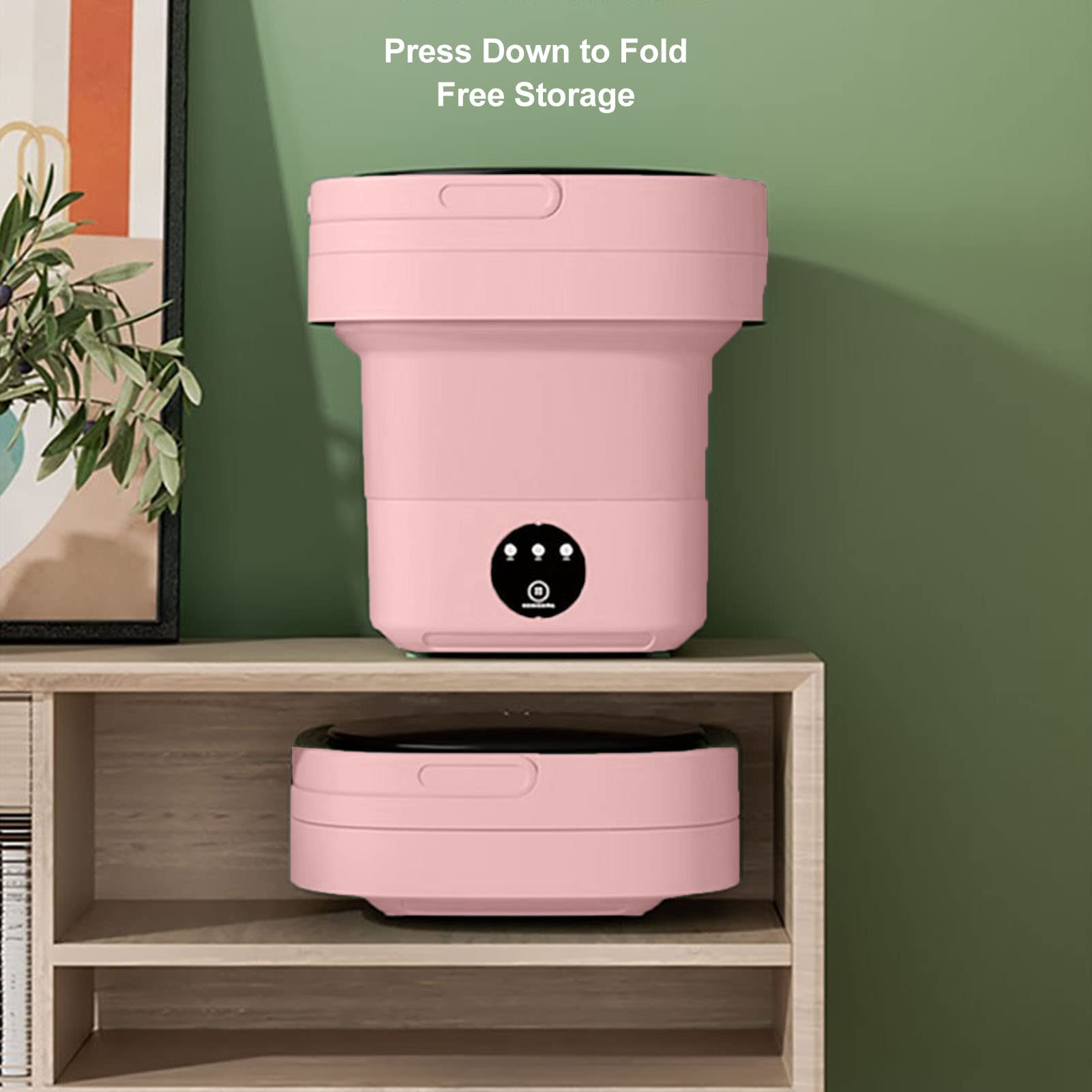 Asixxsix Lavatrice Portatile, Mini Lavatrice Portatile da 6,5 ​​Litri, Lavatrice Pieghevole con Tubo di Drenaggio, Piccola Rondella Portatile per Appartamento, Dormitorio, Viaggio (Rosa)