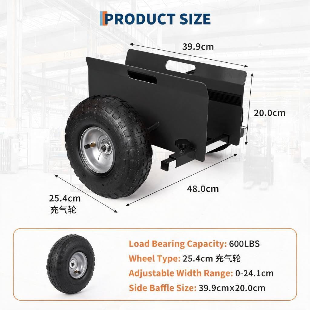 Plattenroller 272 kg Panel Dolly 25,4 cm Luftreifen Schwarz