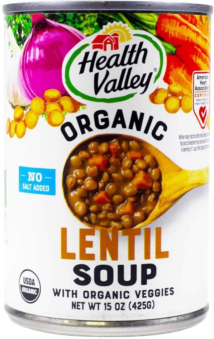 Health Valley Organic Soup No Salt Added Lentil 15 Fl Oz (Pack of 6)