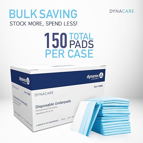 Miniatura 8 de Dynarex Almohadillas desechables para incontinencia de grado médico para proteger sábanas y colchones, 23 x 36 pulgadas (1.59 oz), 1 caja de 150