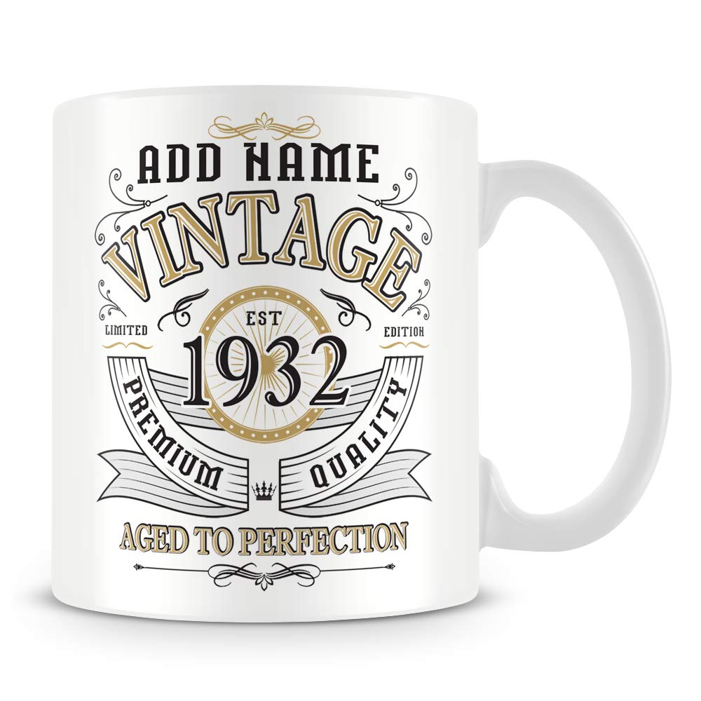 Vintage 1932 Aged to Perfection Mug - Personalised Gift with Name