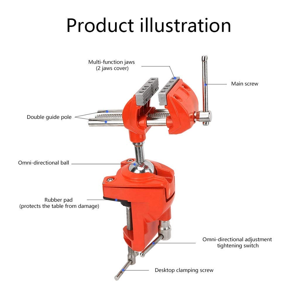 Mini Vice 360 ° pivotant, largeur de mâchoire 70mm, étau de banc avec disque en caoutchouc antidérapant de haute dureté pour la fixation de pièces à braser dans les applications de soudage