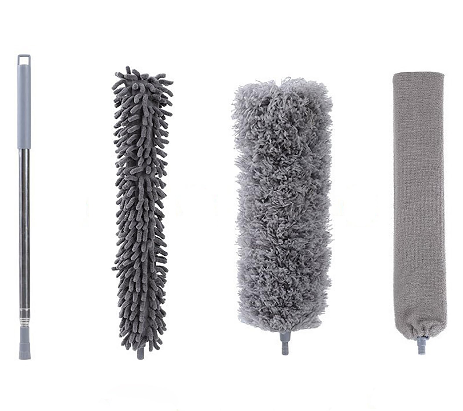 TOLASTO 30in -100in Feather Duster, Microfiber Bendable Head & Scratch-Resistant Hat for Cleaning Ceiling Fan, Cobweb,Gap, High Ceiling, Blinds, Furniture, Cars