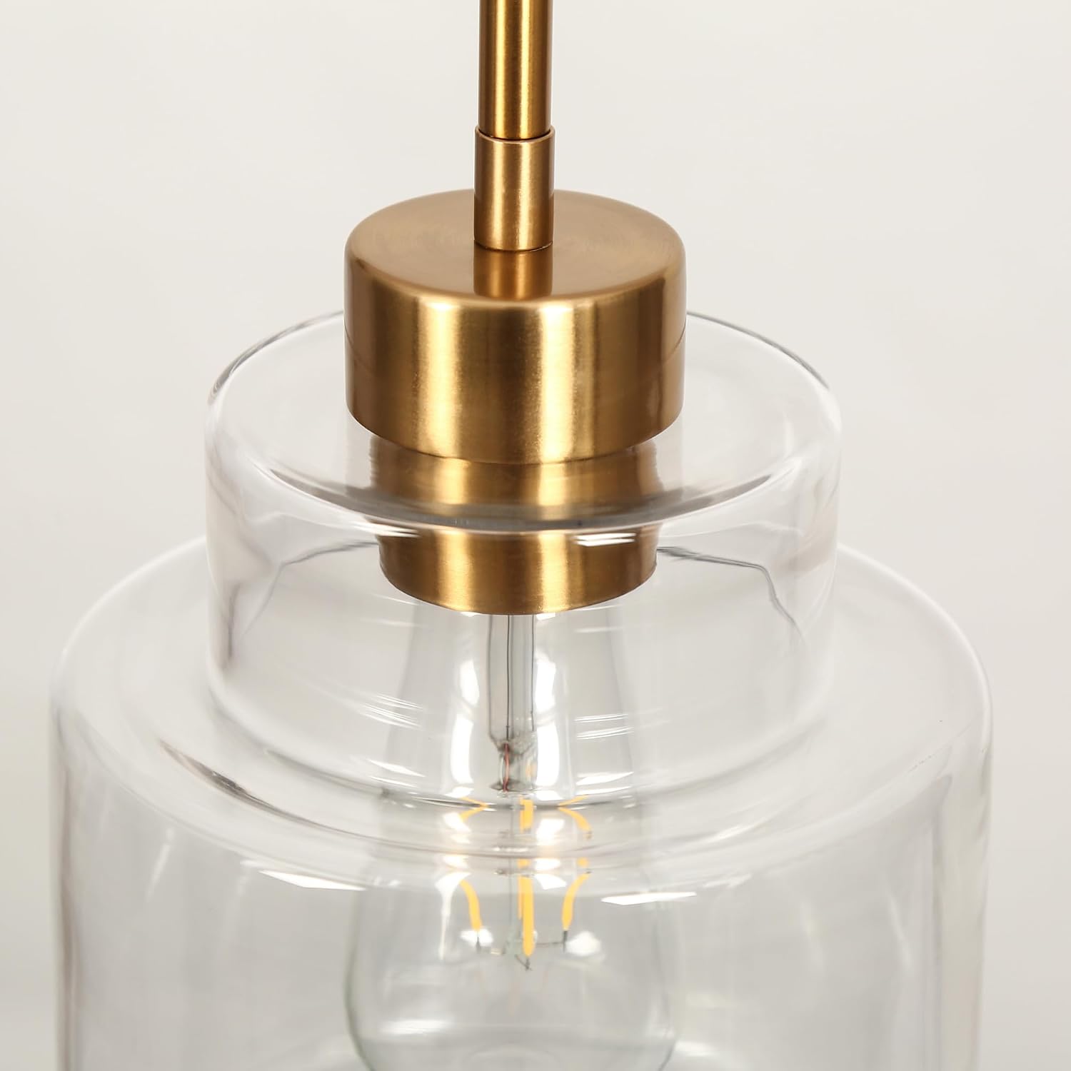 Modern Gold Pendant Light, 1-Light Adjustable Hanging Pendant Light Fixtures Clear Glass Pendant Light Kitchen Island for Bedroom, Hallway, Entryway