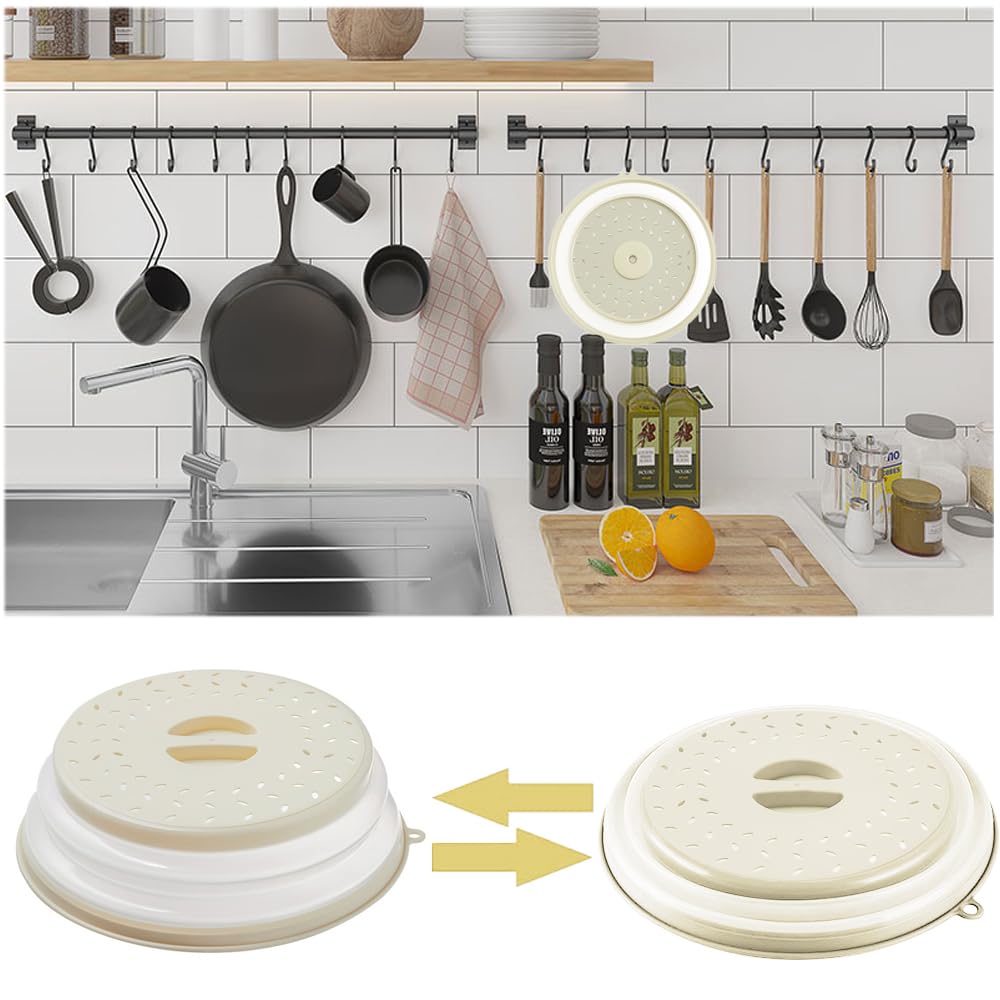 2 Piezas Tapa microondas, Tapa Microondas Plegable, Tapa para microondas, Tapa de Salpicaduras de Microondas, Tapa de Salpicaduras, Canasta de Filtro de Frutas Verduras con Orificio de Vapor