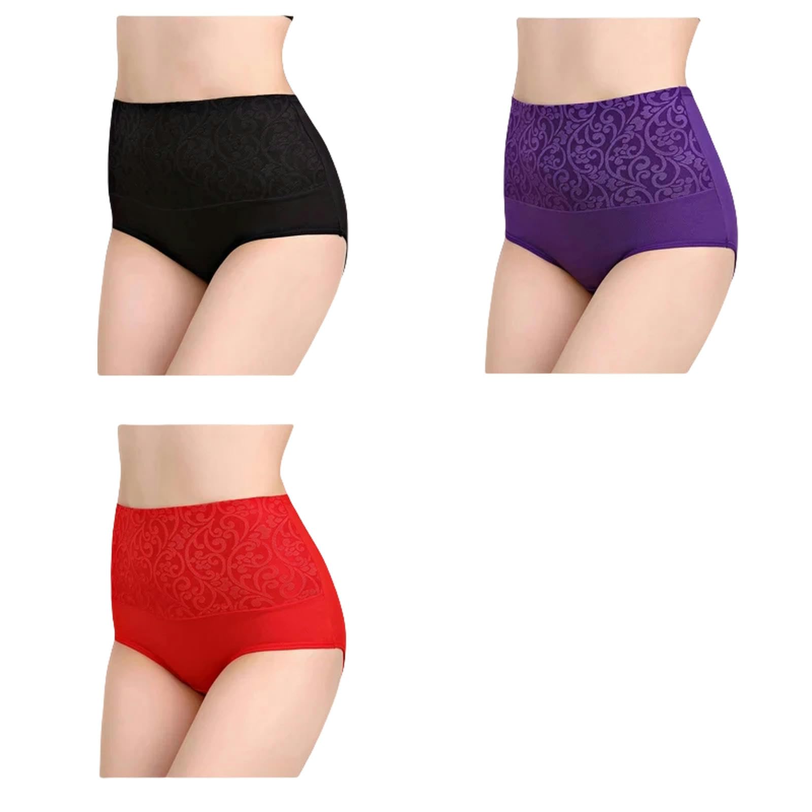 Mutande Donna Cotone Brief di Recupero Postpartum di Biancheria Intima Femminile per Mutandine Ad Alta Vita per Donne per Donne Permanenti Sexy Plus Size 3pcs-nk81-bk-pu-re-4xl