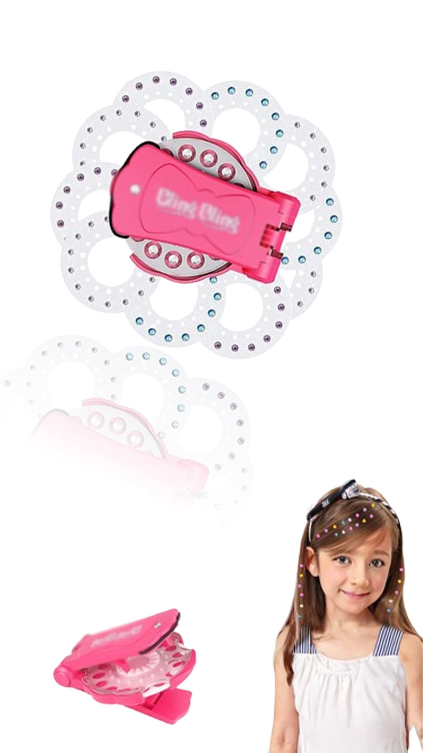 Sweet seven Hair Kit for Girls: 180 Hair Gems, Gem Machine, Hair Gem Stamper, and Hair Jewels Refill Set - Stylish and Fun Styling Tool for Kids