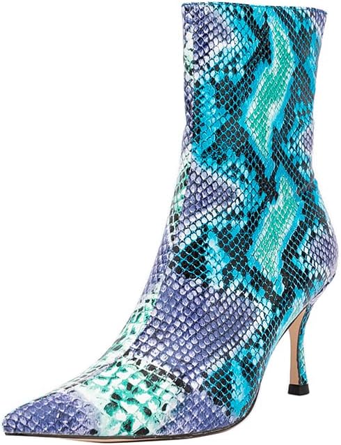 Bottines Femme à Talon Motif Serpent Et Détails Croisés