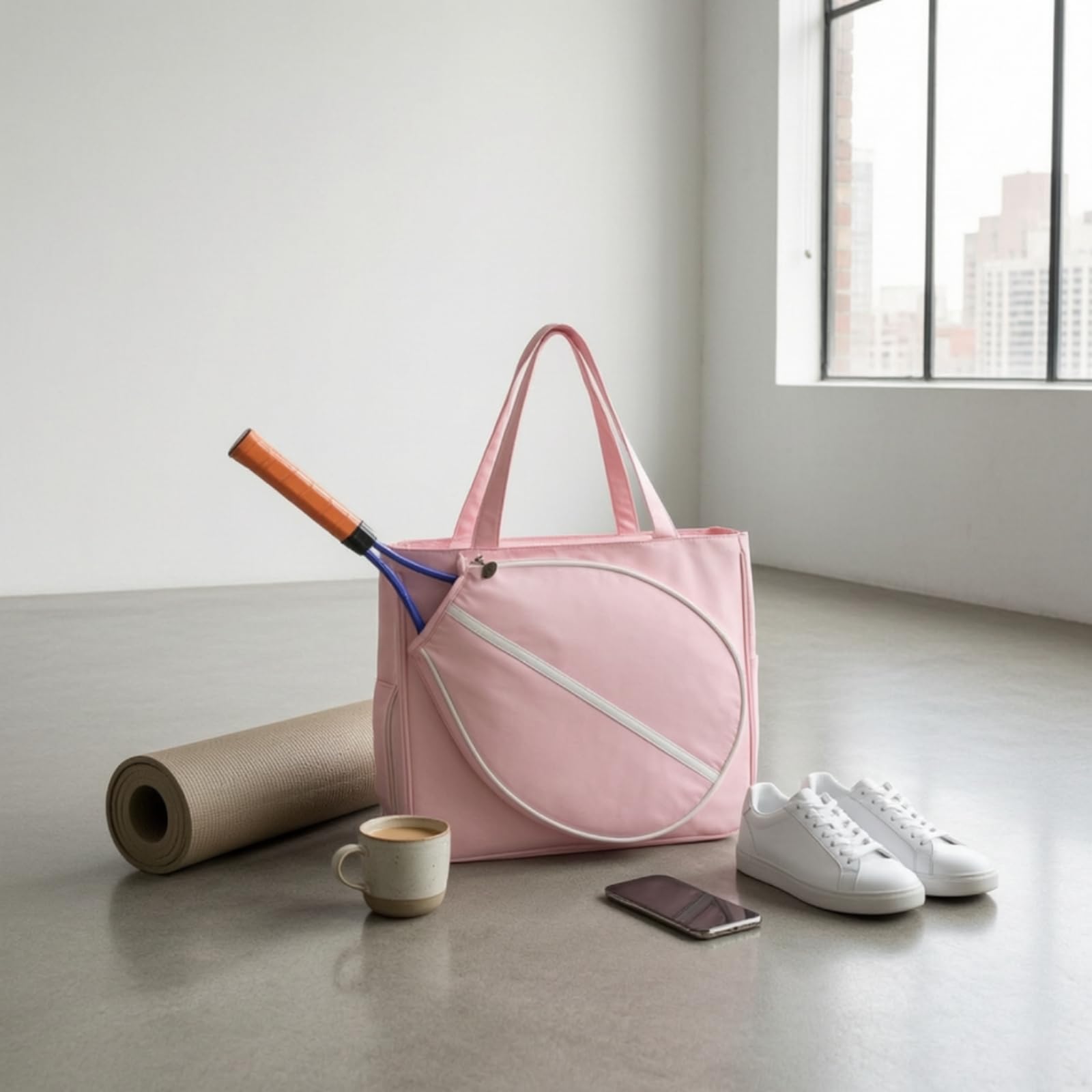 Borsa Sportiva Tennis Badminton Pickleball con Scomparto Inferiore Separato per Scarpe E Manici Doppi Spalla Materiale Sintetico Adatta Ad Allenamenti Quotidiani Partite Spostamenti