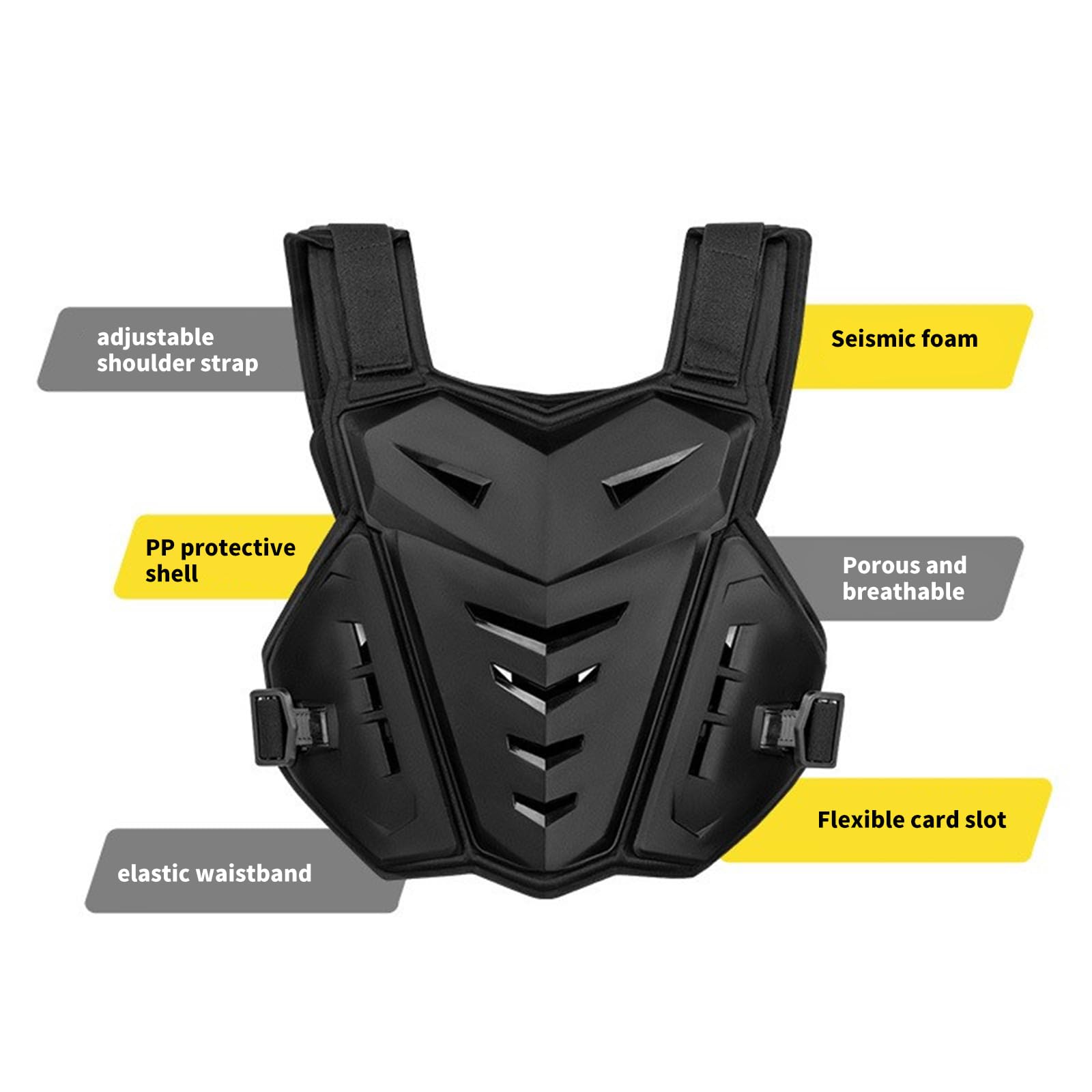 Protector de espalda flexible para motocross con acolchado de espuma y correas ajustables, protector de pecho transpirable para motocross con fuerte