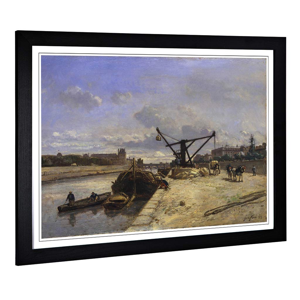 Big Box Art Framed Print of Johan Jongkind View from The Quai D'Orsay Design | Wall Art Picture | Home Decor for Kitchen, Living Room, Bedroom, Hallway, Black, A2 / 24.5x18 Inch / 62x45cm