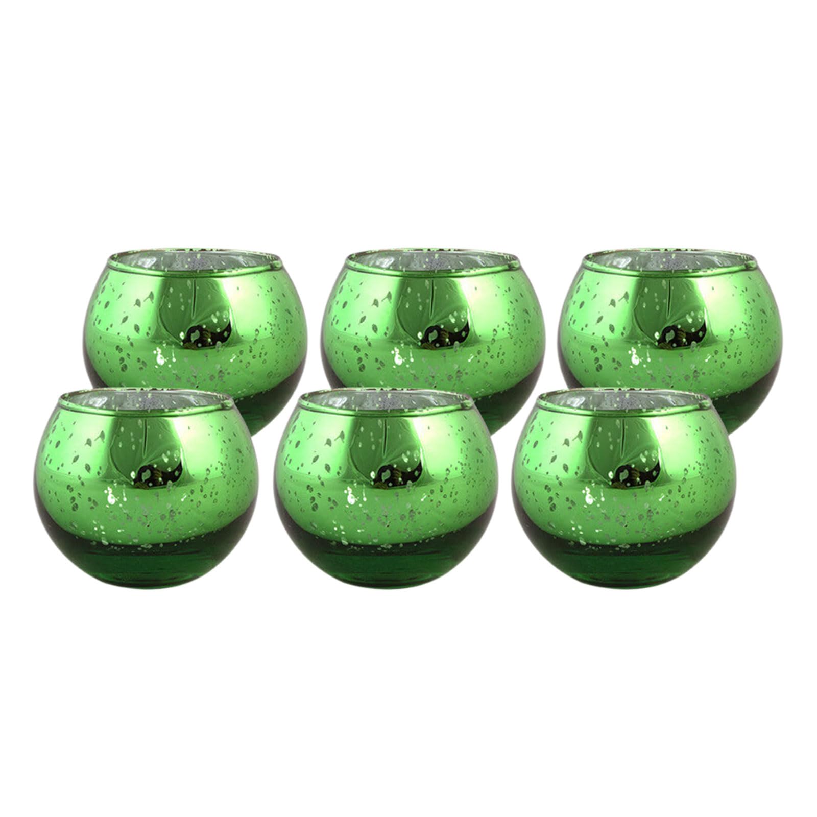 Tsophreniq 6Pcs Glass Tealight Votive Holders Christmas Table Centerpieces Decoration for Indoor/Outdoor Holiday Decors Glass Holders for Table Centerpiece