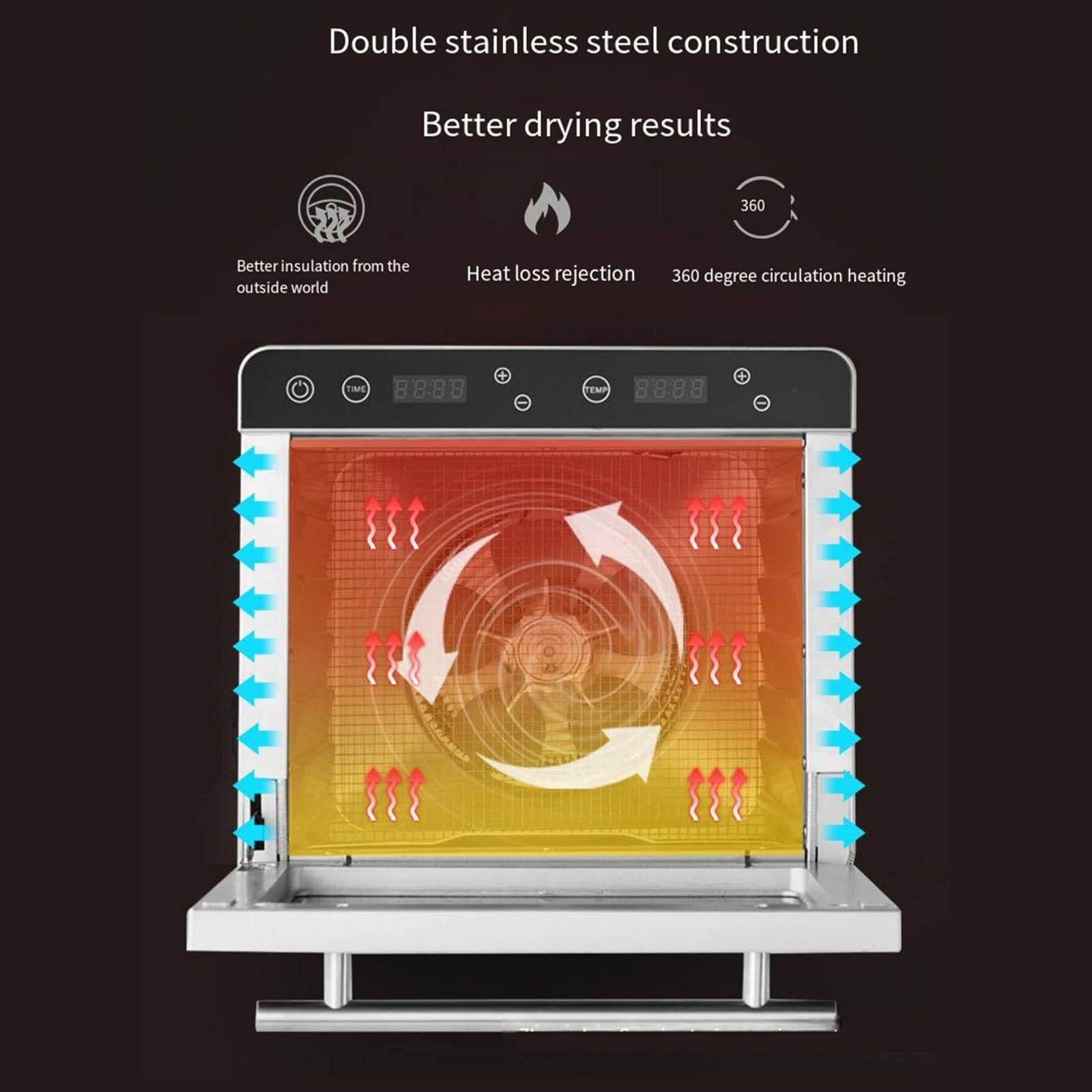 Essiccatore per Alimenti per Carne secca, Macchina essiccata per Alimenti con vassoi in Acciaio Inossidabile 6/10, Macchina essiccata per Alimenti con Temperatura Digitale,6Tray