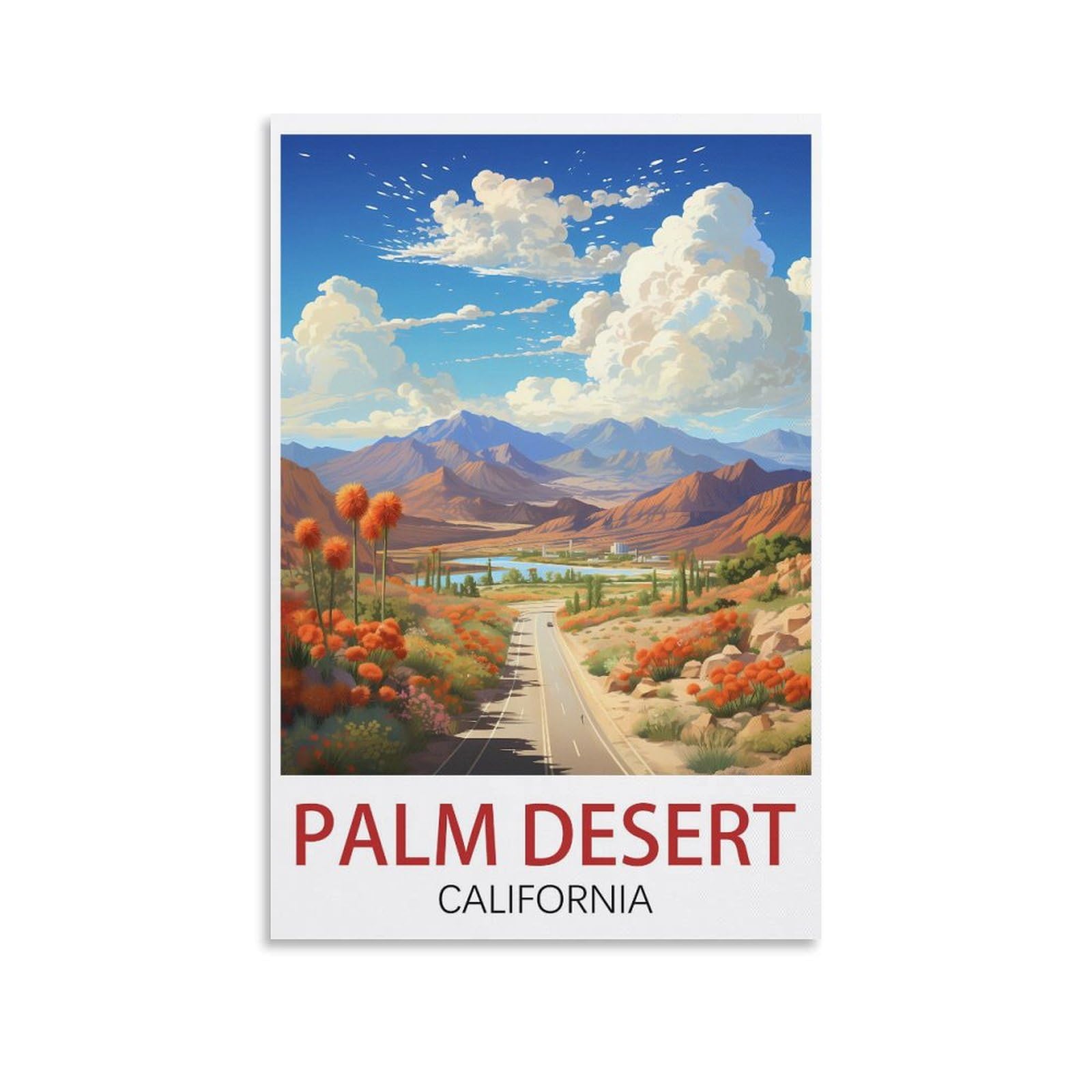 EZMLFA 5D Diamond Painting Kits,Palm Desert Californias,Diamond Painting Kits for Beginners Round Full Drill Painting with Diamonds Gem Art for Home Wall Decor 40x40cm