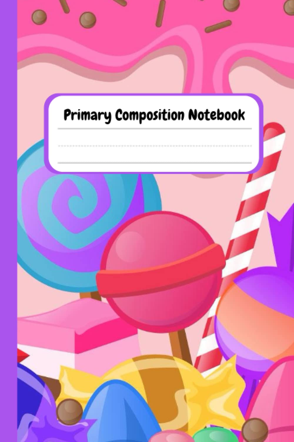 Cute Candy Composition Notebook: Contains 120 lined sheets of half blank and 7 lines for practice writing notebook journal