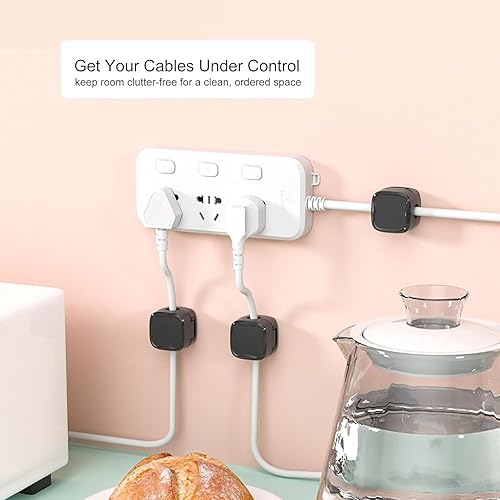 Miniatura 7 de Rangrak - Paquete de 6 clips magnéticos para cables, organizador de cables debajo del escritorio, organizador de cables adhesivo Rangrak para el