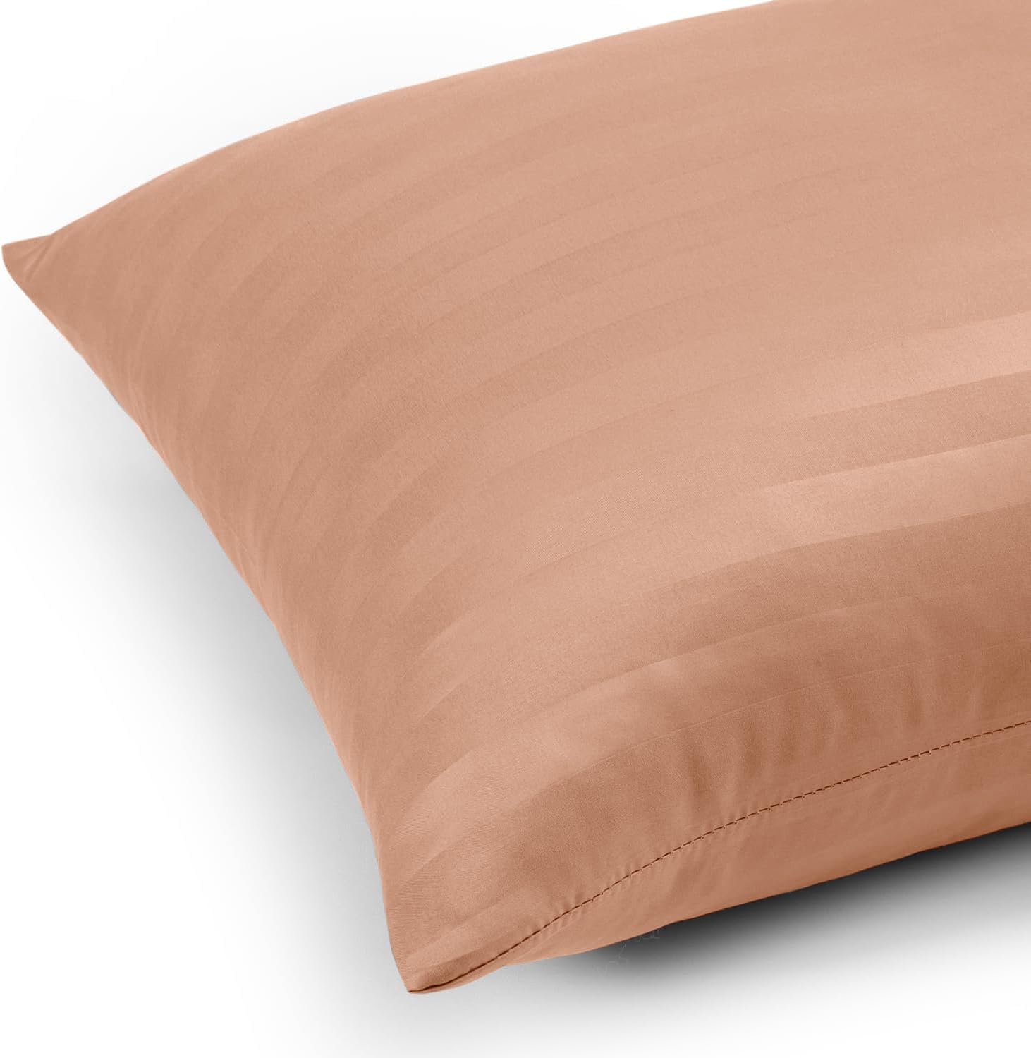 Moonlight Bedding Pillow Cases 2 Pack, Peach Stripe 50x75cm Luxury Pillowcase Brushed Microfiber Hotel Quality Pillow Cover - Image 2