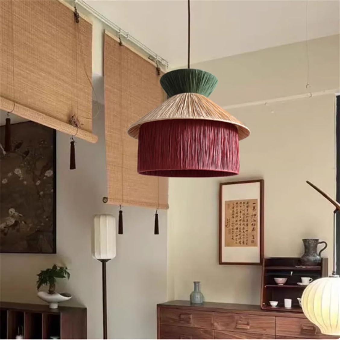 Lampadario Vintage Di Metà Secolo Con Paralume A Sospensione