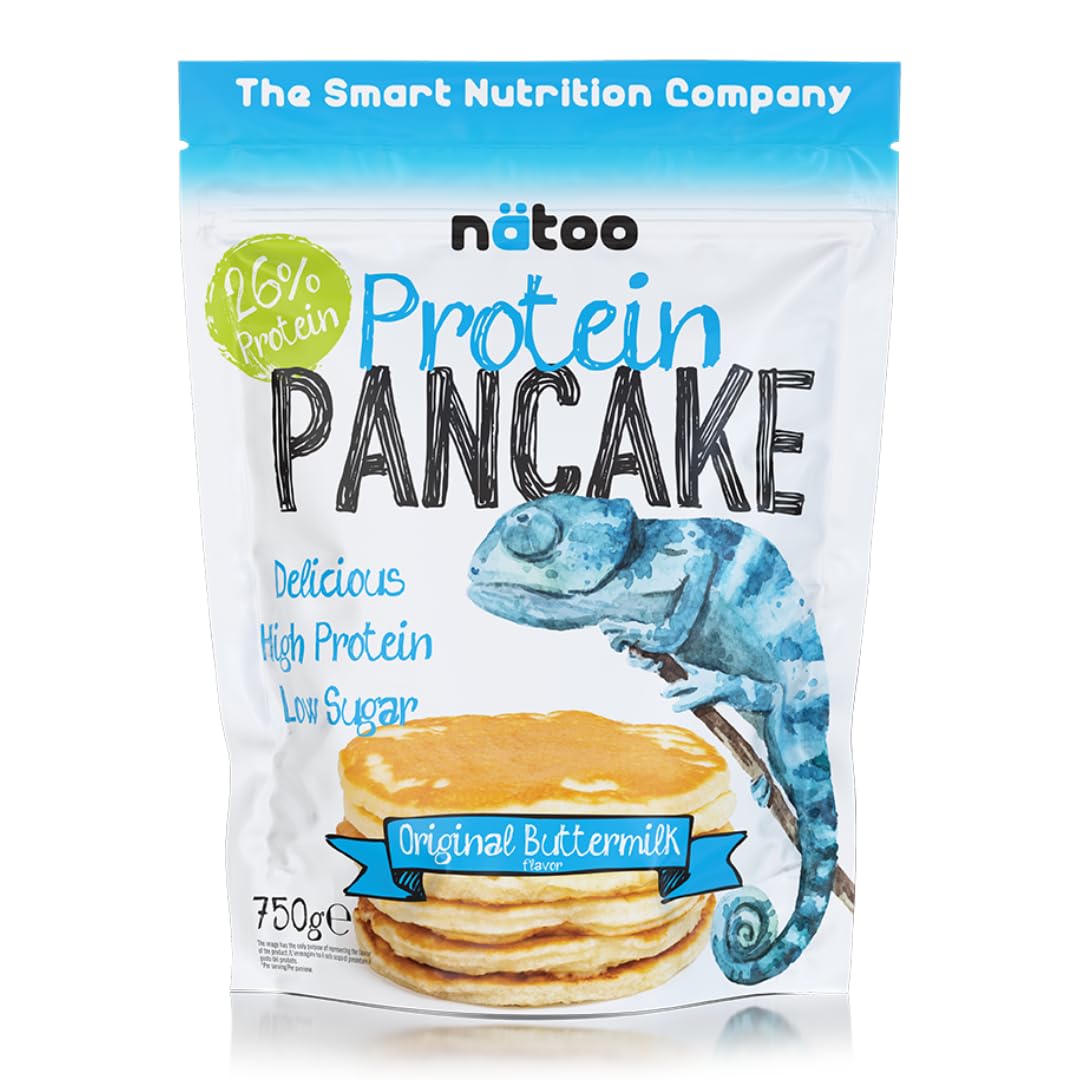 NÄTOO Pancake Proteici - Preparato per pancake con il 35% di proteine di alta qualità - Pancake pronti con farina proteica solo 1,​5g di zuccheri - 750gr. (Buttermilk)