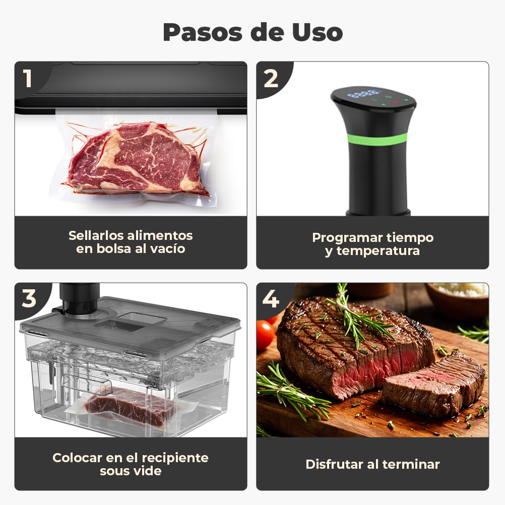 Contenedor Sous Vide con Tapa y Rejilla Incorporada Doble Puerta 11L Gris Recipiente Sous Vide Adaptarse a la Mayoría de Las Sous Vide Roner Cocina