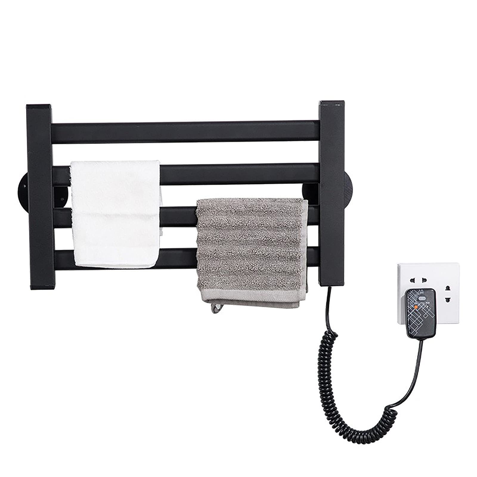 BHCCYS Small Electric Towel Warmer Wall Mounted Towel Warmer Racks 45W Low Power Smart Electric Towel Rack Aluminum Heated Towel Rails 4 Bar Towel Dryer