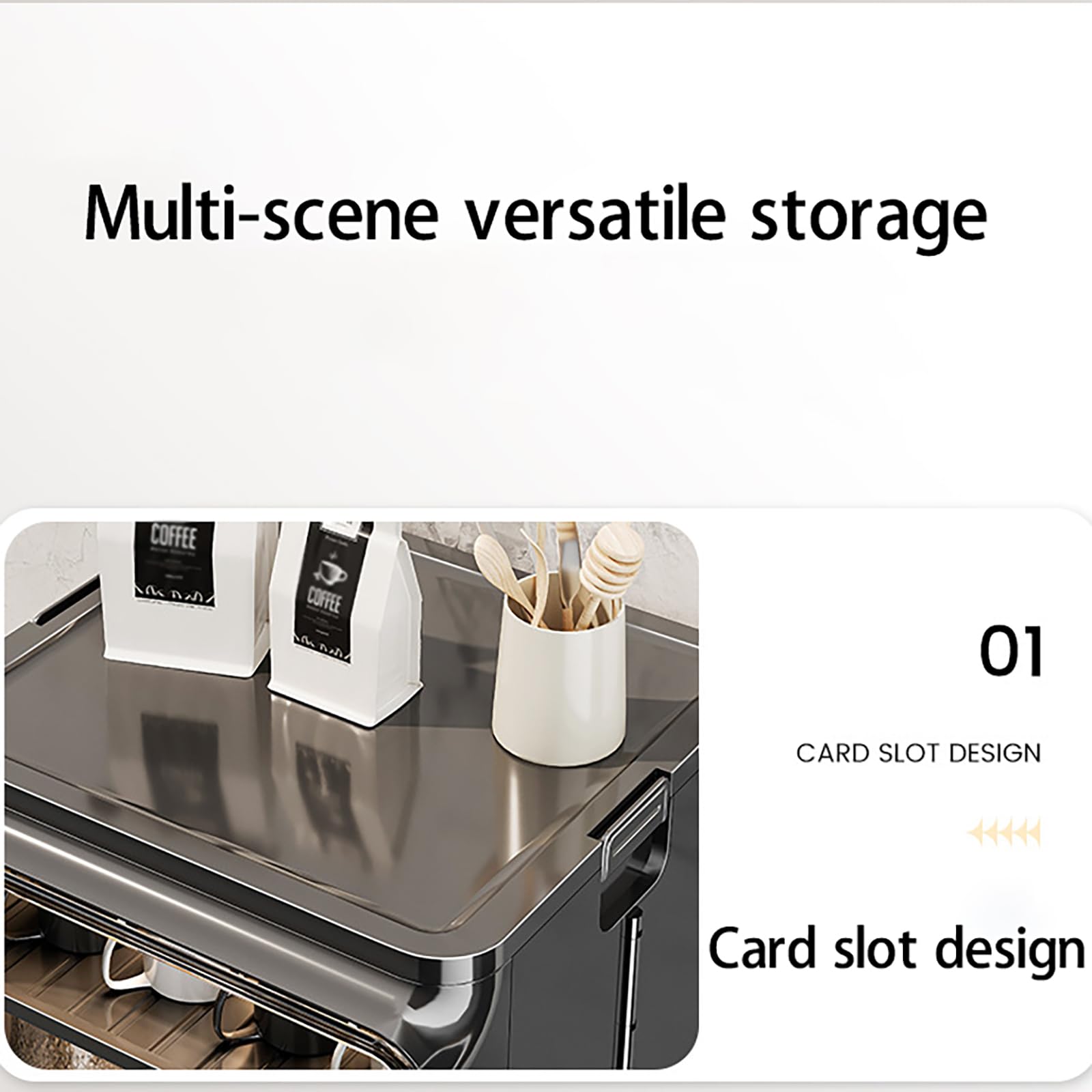 Présentoir à tasses à café, empilable, meuble de rangement de cuisine, porte latérale, convient pour la maison, la cuisine, le bureau, noir (M)