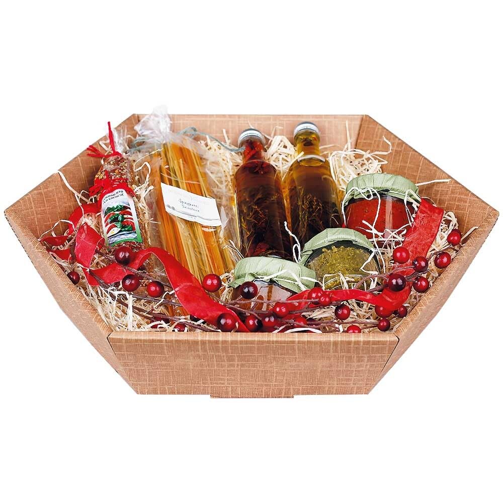 Geschenkkorb Seta 6-eckig Naturfarben groß 37,5 x 29,5 x 13 cm, 25 Stück