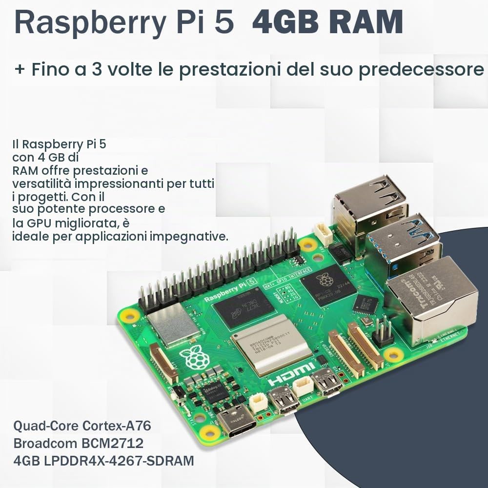 Raspberry Pi 5/4 GB Home Assistant Smart Centrale su scheda SD da 64 GB