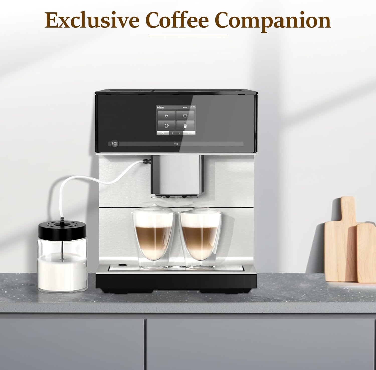 Glass Milk Container for Miele, 11574240 MB-CM-G for Miele Coffee Machines, CM 7750 6360 5300 5310 5510 6160 6350, Incompatible for Built-in Coffee Makers