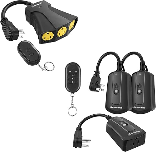 DEWENWILS Toma de control remoto para exteriores, interruptor de alimentación de salida remoto inalámbrico, resistente a la intemperie 15 A enchufe