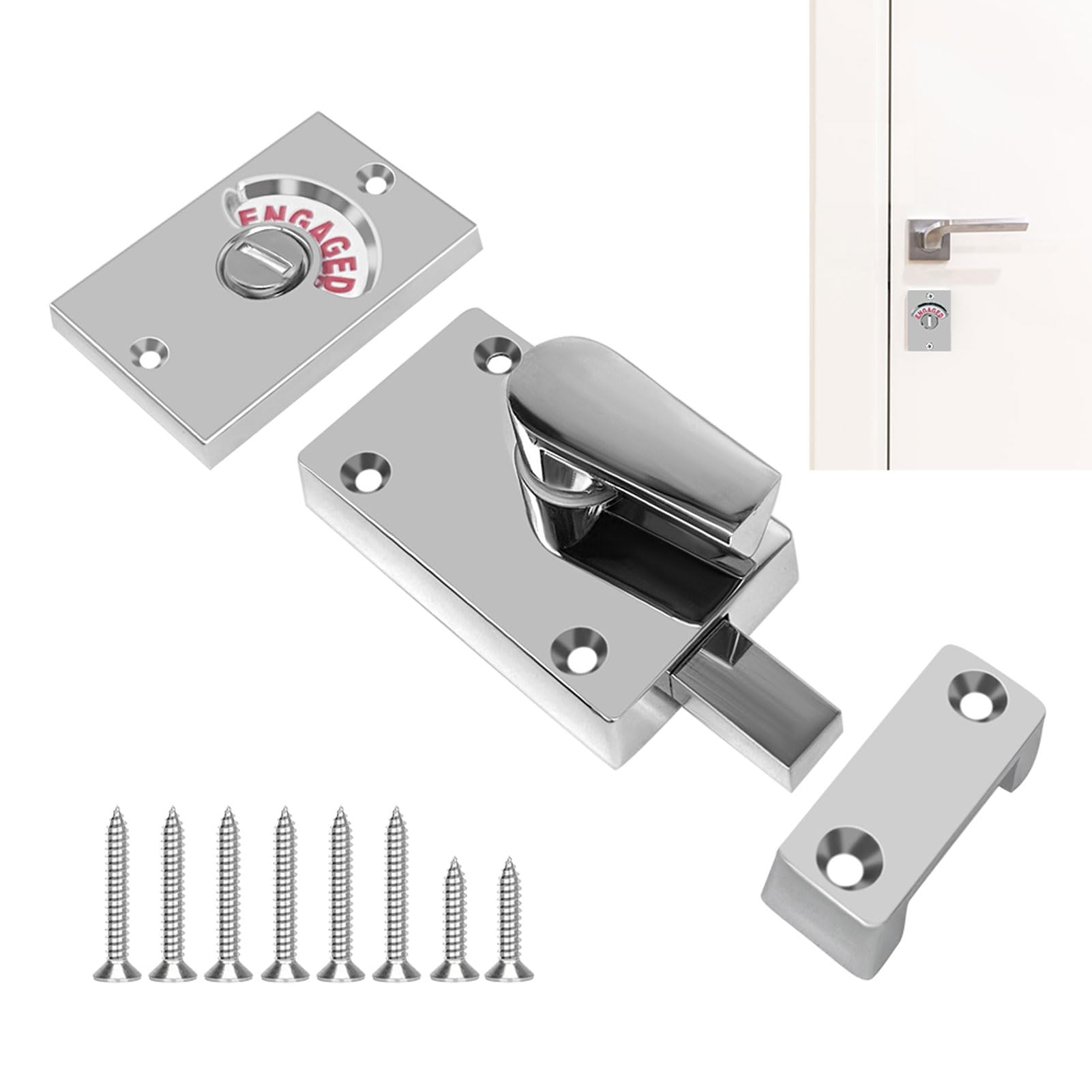 Serrure de porte occupée en acier inoxydable avec indicateur rouge vert pour WC