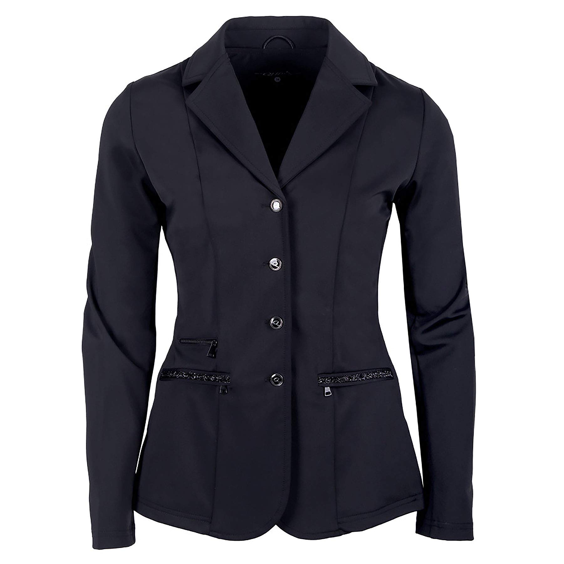 QHP Damen Turniersakko Turnierjacket Juliet Stretchgewebe Glitzerband (40, Schwarz)