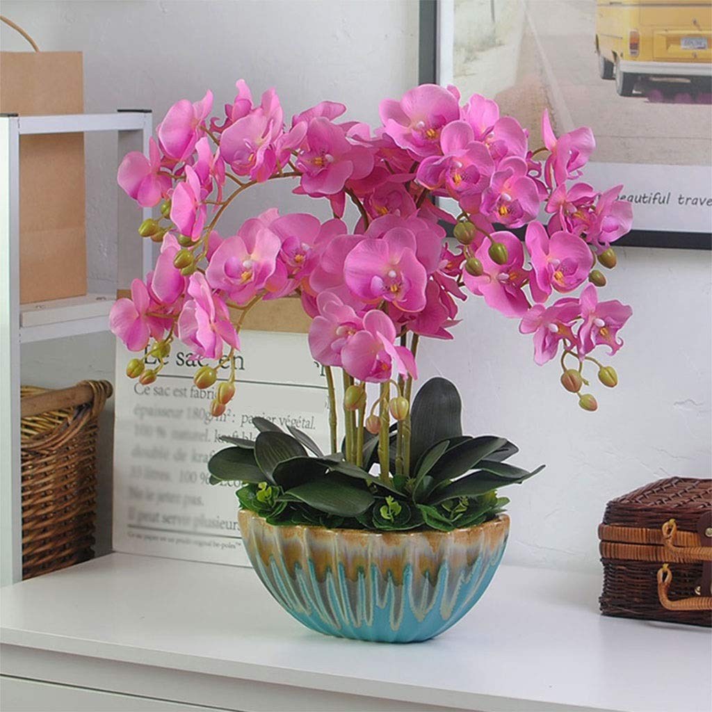 Sztuczne kwiaty, Dekoracja Sztuczne Kwiaty z Wazon Sztuczna Storczyk Phalaenopsis
