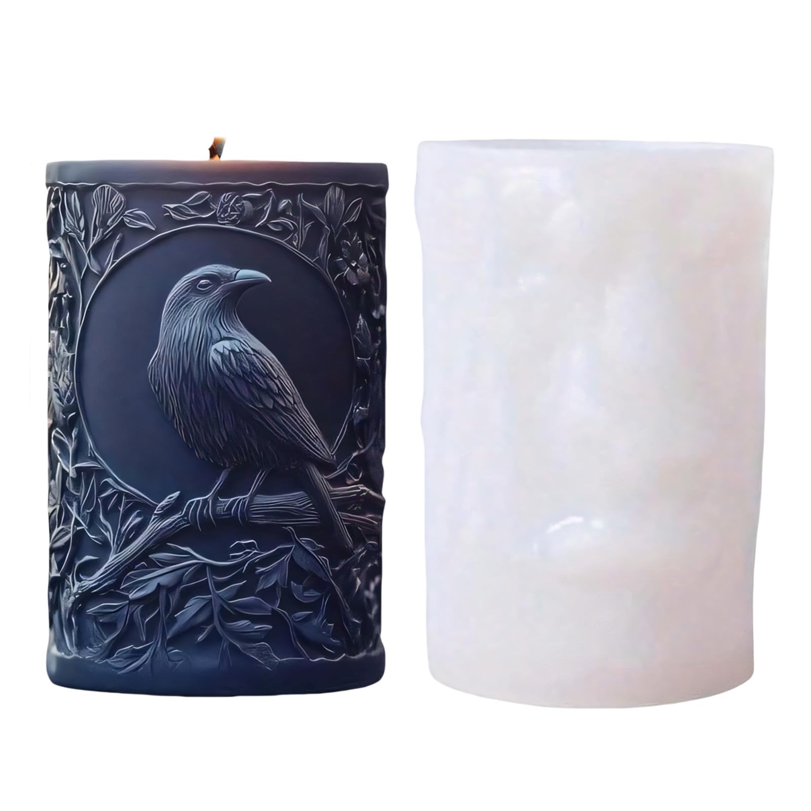 our fave Halloween Silicone Molds Bird Embossing Cylinder Silicone Molds for Epoxy Resin and Making Soap Chocolate Decorative Jackdaw Candlewax Cast