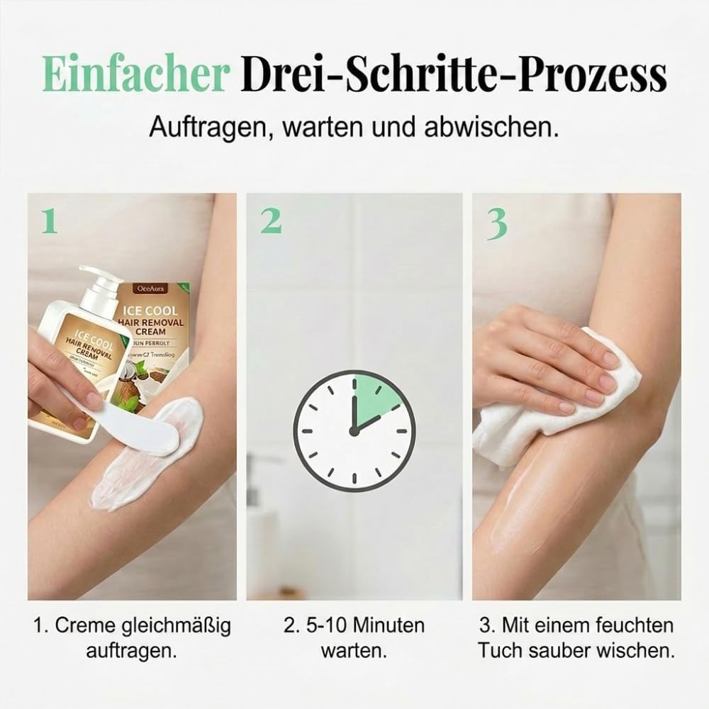 Enthaarungscreme Körper 150g,Sanfte Haarentfernungscreme mit Kokosöl,Schmerzfreie Haarentfernung Ohne Stoppeln,Haarentfernungscreme für Damen und Herren (3 Pcs)