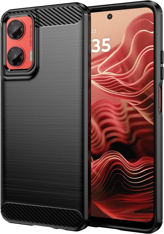 Image of NPRC Hybrid Ultra Slim Protective Case TPU Non-Slip Carbon Fiber Texture Shockproof Case Cover for Moto G35 - Black