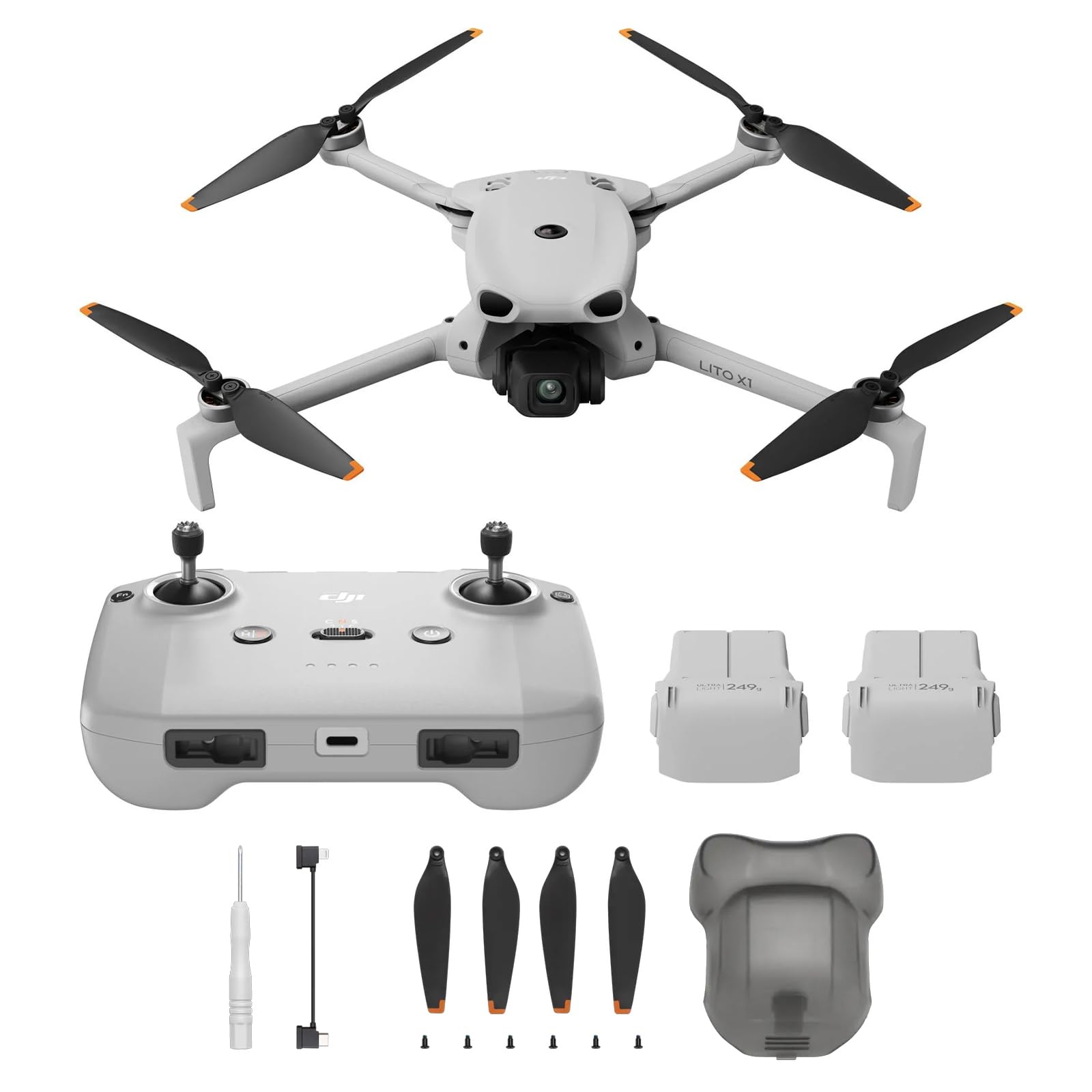 Pack dji Lito X1 Dos Baterías con dji RC-N3, dron con cámara 4K fácil de Usar para Principiantes, ActiveTrack, Sensor de 1/1.3 Pulgadas, C0 (Combo Lito X1)