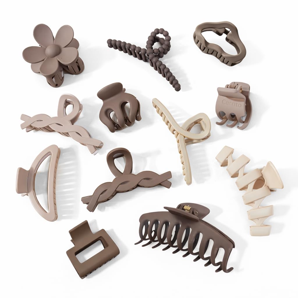 Women Hair Claw Clips Set Pack of 10 | Matte Finish Strong Grip Hair Clips for Girls & Women | Non-Slip Stylish Hair Accessories