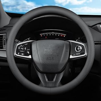 XHRING Car Steering Wheel Cover for Honda Civic Accord CRV HRV Pilot Passport Odyssey Insight Fit Ridgeline Clarity LX EX EXL Si Hatchback Sport Hybrid Touring Accessories, 2026 Leather Black 15