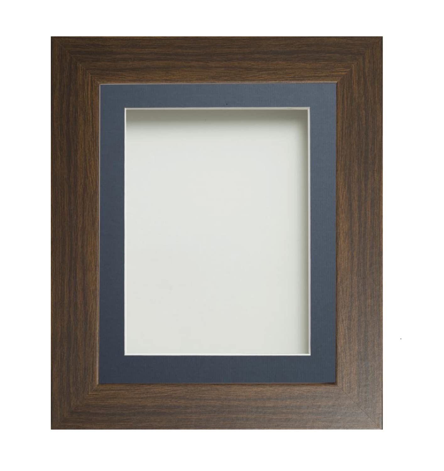 Frame Company Watson Brown Picture Photo Frame fitted with Perspex, 24x20 inch with Blue Mount for image size 20x16 inch