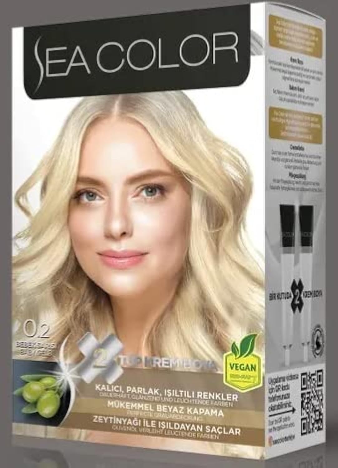Sea Color Permanent Hair Dye Set (2 tubes in a box) - Baby Blonde 0.2, 185ML