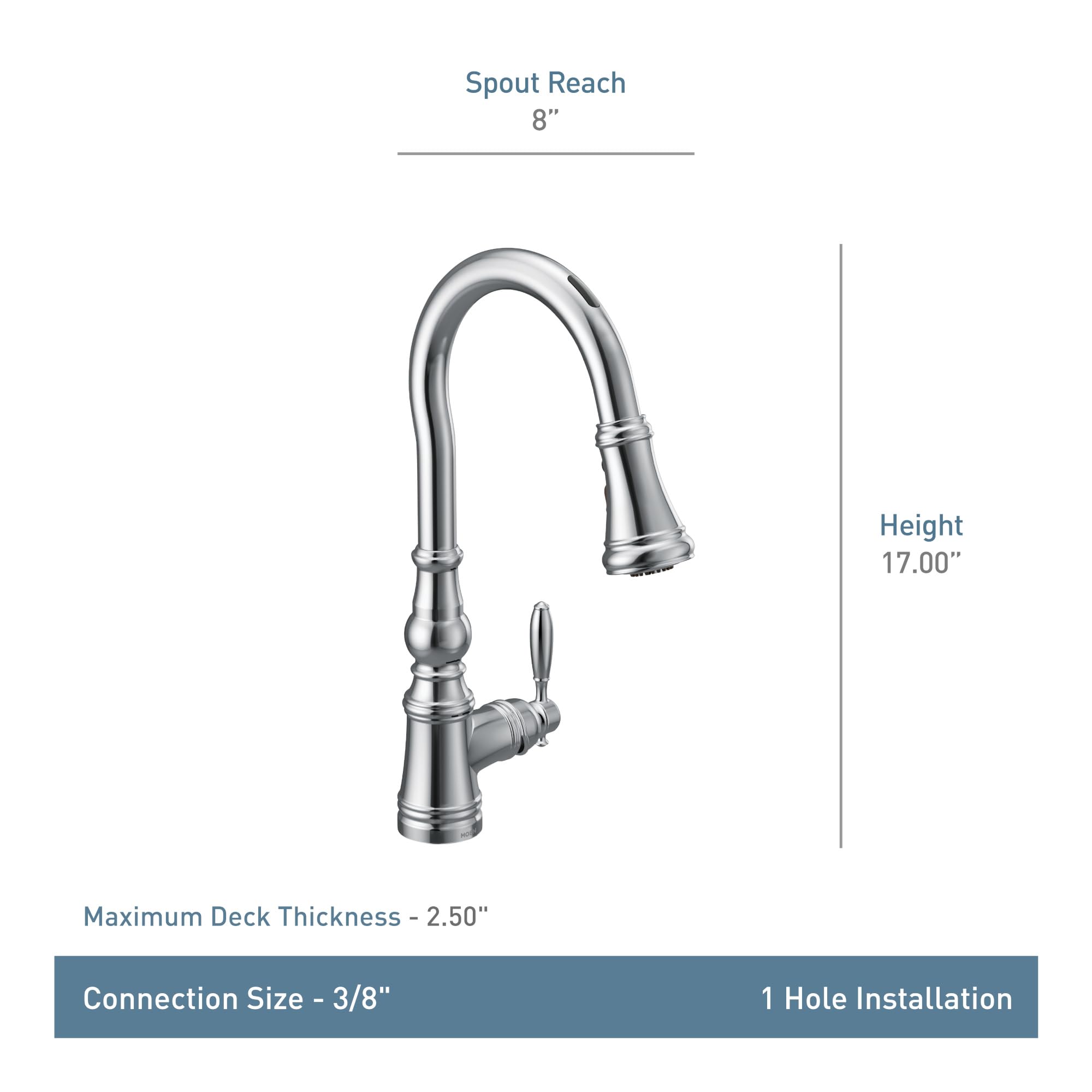 Moen S73004EVSRS Weymouth Smart Faucet Touchless Pull Down Sprayer 