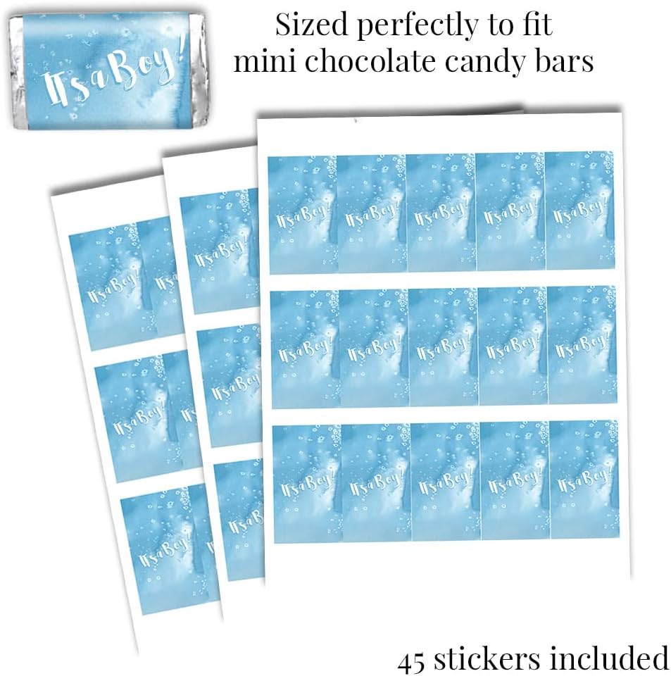 Baby Boy Stickers & Baby Shower Candy Wrappers, 429 Piece Blue Watercolor Favor Bundle with 60 2-Inch Labels, 45 Mini Wrappers & 324 Small Candy Stickers by Amanda Creation image 5