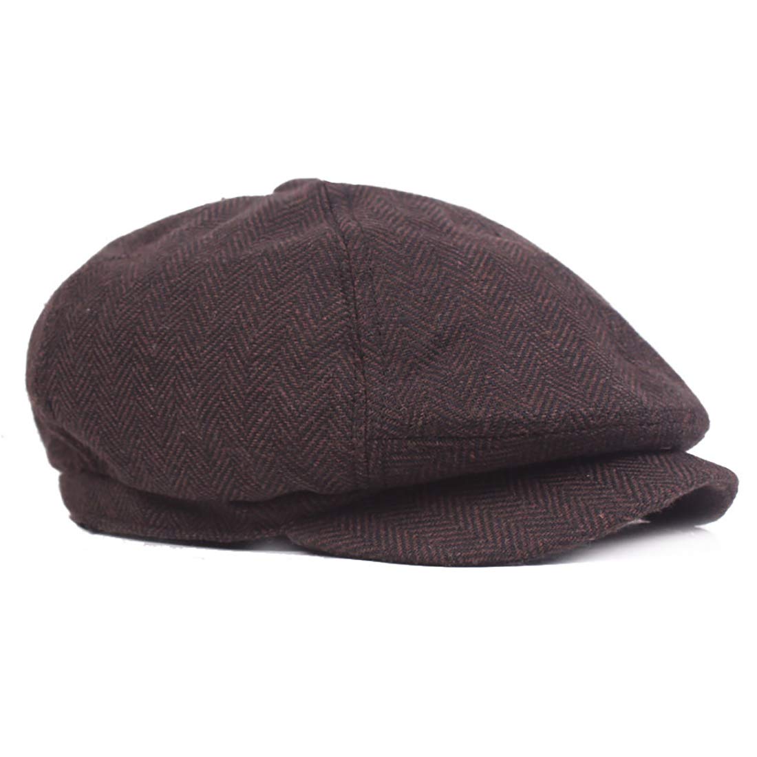Men's Warm Beret English Men's Cap Beanie Golf Beret Newsie Diriving Hat B&C.Room Brown