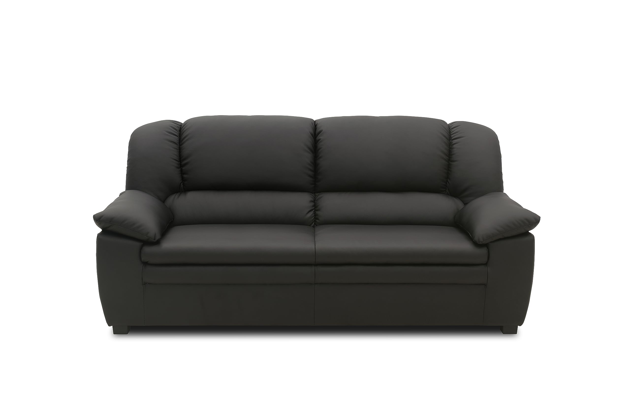 DOMO. collection Sofa Ambato, Leder-Optik, Schwarz | 3 Sitzer mit klassischem Design, elegante Couch in Leder-Optik aus Kunstleder, 219 x 92 x 88 cm (BxTxH)