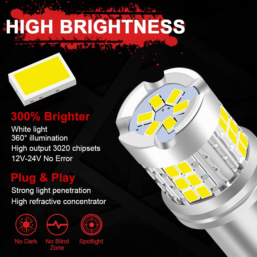 Maimiao 1156 BA15S P21W Bombilla LED Blanch 3020 30SMD 800LM Luz de respaldo LED para automóvil Luz de freno LED Luz trasera de posición antiniebla Luces diurnas 12-24V 2PCS
