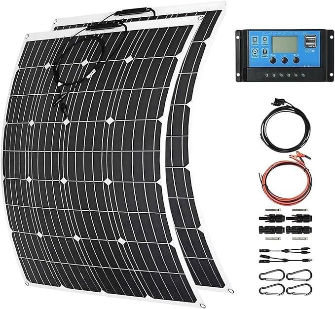 Panel Solar de 1000 Vatios 2 Pcs Kit de Panel Solar Flexible de 500W con Controlador de Carga, Paneles Fotovoltaicos Portátiles Monocristalinos