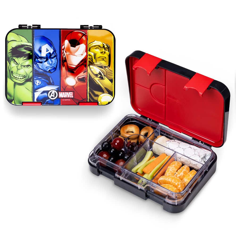 Eazy KidsMarvel Avengers Super Hero 6/4 Compartment Convertible Bento Tritan Lunch Box - Black